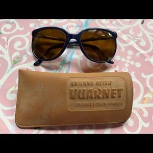 Vintage 1980s Blue Vuarnet Mirrored Cat Eye Sunglasses with case - Unisex